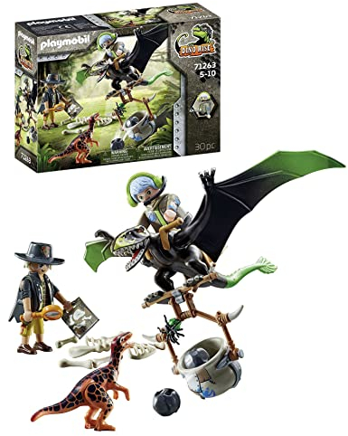 PLAYMOBIL Dino Rise 71263 Dimorphodon, Dinosaurier Abnehmbarer Rüstung mit Stehsitz, Flugsaurier mit großem Abwurfmechanismus, Spielzeug für Kinder ab 5 Jahren