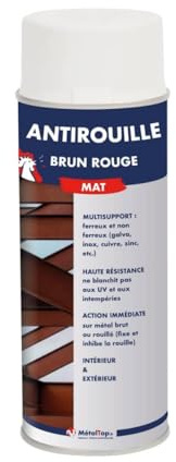 Metaltop - Antirouille Brun Rouge - Brun rouge - RAL 8012 - Bombe 400 ml - Sous-couche antirouille pour métal avec finition rustique