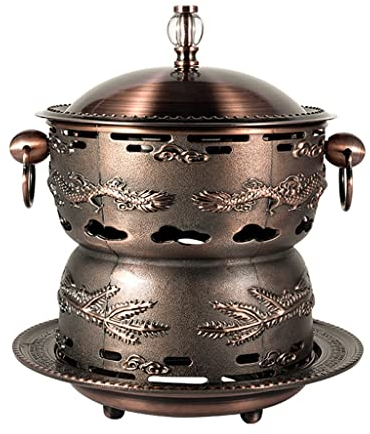 Chafing Dishes Stainless Steel Small Hot Pot, Single Person Thickened Hot Pot, Household Commercial Environment-friendly Oil Alcohol Small Hot Pot Outdoor Picnic(Red copper)