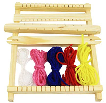 HOMSFOU DIY-Holzwebstuhl-Kit Mit Garn Rahmen -Multi-Craft-Webstuhl Handgestrickte Maschine DIY-Webmaschine Handgefertigter Strickstuhl Gewebtes Werkzeugset Für Anfänger