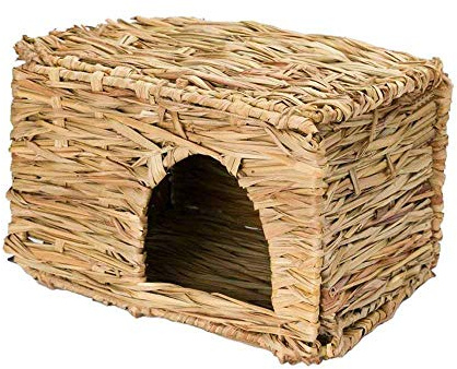 Qwertfeet Natural grass Toy, Hand Woven Rabbit Guinea Pig Ferret Folding Straw Grass House