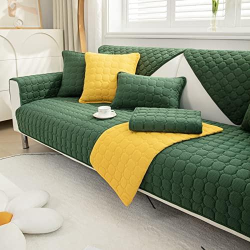 TUCVZVO Sofaschoner rutschfest 1 2 3 4 Sitzer Weicher Couchbezug L Form, Anti-Rutsch Sofaüberwurf, Sofahusse Sofa Überzug Ecksofa, Sofaschoner Für Hunde,Grün,1 pc 70x150cm