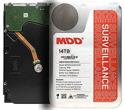 MDD (MDD14TSATA25672DVR) 14TB 7200RPM 256MB Cache SATA 6.0Gb/s 3.5 Internal Surveillance Hard Drive - 3 Years Warranty (Renewed)
