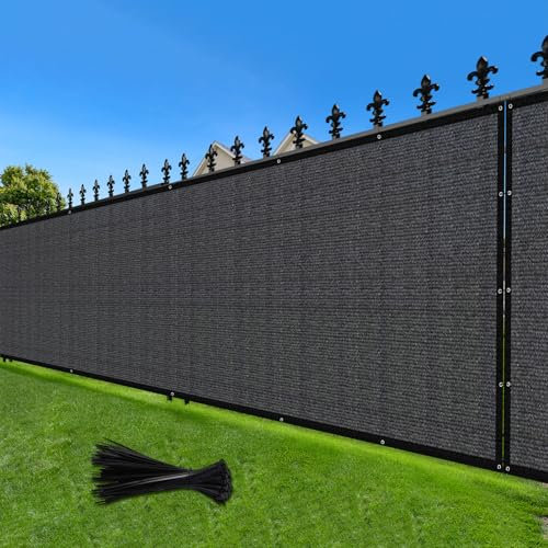 Love Story 6' x 25' Outdoor Privacy Fence Screen, Dark Grey