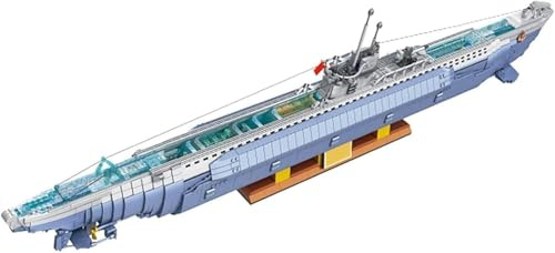 Auforua Technik U-Boot U-552 Modellbausatz, Mit 6172 Teile und 17 Soldat Figuren, WW2 Deutsches U-Boot Klemmbausteine MOC Uboot Bausteine Set, Keine Originalverpackung
