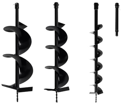 3 Pack Gartenbohrer Erdbohrer für Bohrmaschine, 10, 15, 20 x 75cm Erdbohrer Garten Spiralbohrer Pflanzbohrer Grabungswerkzeug Extra Lange Bohrer zum Löcher graben