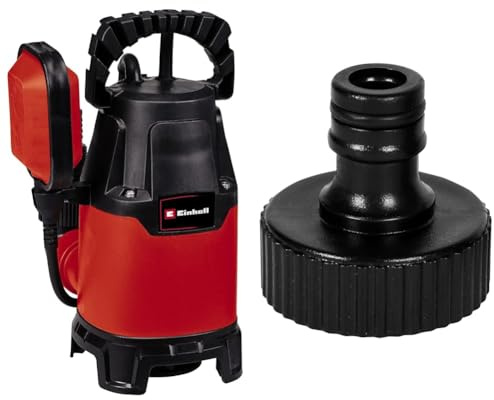 Einhell Schmutzwasserpumpe GC-DP 3325 & Einhell Adapter 33,3 mm IG (Pumpen-Zubehör, passend für 33,3 mm / 1 Zoll Pumpen-Außengewinde, zum Anschluss eines Gartenschlauchs)