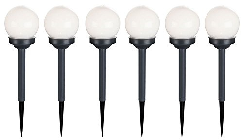 GLOBO Solarleuchte Kugel Steckleuchte Gartenlampe Kugelleuchte Erdspieß, weiß grau, LED warmweiß, DxH 10x39 cm, 6er Set