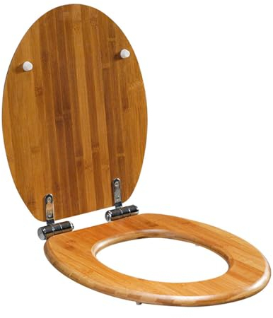 Wttfc WC Sitz Holz mit Softclose, Toilettensitz Klodeckel mit Absenkautomatik und Quick-Release-Funktion, Toilettendeckel Klobrille mit Scharnieren aus Edelstahl, Einfach zu Reinigen,B