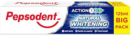 Pepsodent Natural Whitening with Fluoride and Calcium Toothpaste for Whiter Teeth in one week125 ml