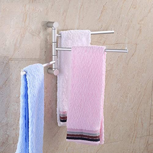 Handtuchhalter zur Wandmontage, Badezimmer-Aluminium, solides 360-Grad-Drehregal, rostfreier Aktivitätshalter, wandmontierter Aufbewahrungshalter, Küchen-Organizer-Stapler (3 Schienen)