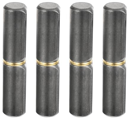 sourcing map Lot de 4 charnières soudées sur barillet – Charnières à barillet amovibles en acier au carbone soudées pour porte battante en métal, rampe de remorque, broche de 0,9 cm