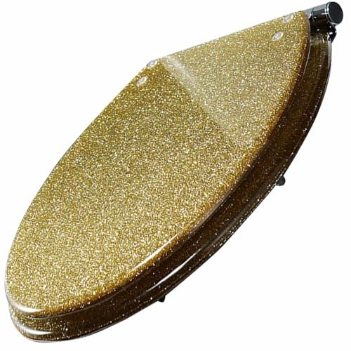 Toilet Seat Soft Close Glitter Toilet Seat with Quick Release is Easy to Clean Bathrooms Resin Toilet Seat(Gold)