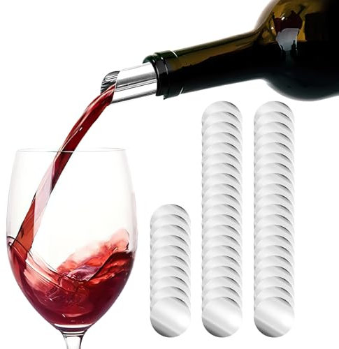 50PCS Wine Pourer Disks Drop Stopping Pour Spouts Wine Pouring Aid Plates Reusable and Thin Flexible Drip Stop Wine Disc No Drop Drip Stop and Pourer for Wine Bottles Home Bar Restaurant Party Silver