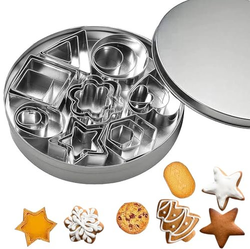 Souvik Stampi Biscotti Formine per Biscotti in Acciaio Inossidabile Formine per Biscotti Geometriche per Cottura al Forno Decorazioni per Torte Fai da te 24 Pezzi