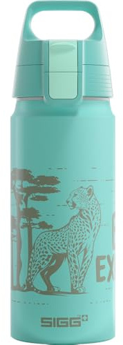SIGG - Aluminium Children's Drinking Bottle - WMB ONE Brave Cheetah - Suitable for Carbonated Drinks - Leak-Proof - Feather-Light - BPA Free - ClimatePartner Certified - Sports & School - Light Blue -