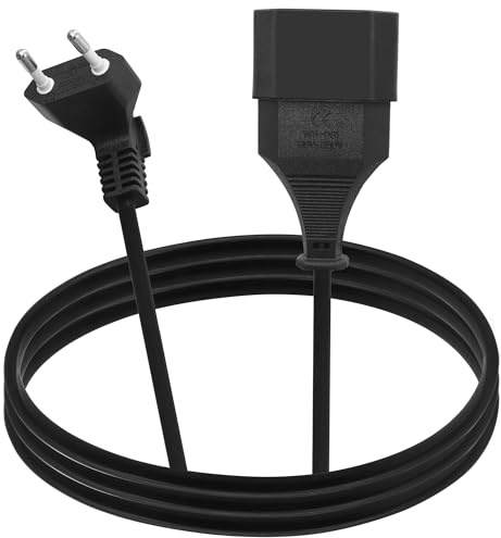 LANMINGLEL Verlängerungskabel Eurostecker 90 Grad, Verlängerungskabel Kurz Typ-C-Stecker Eurostecker auf Typ-C Euro,2.5A 250V für TV Computer Monitor Beamer Haushaltsgeräte