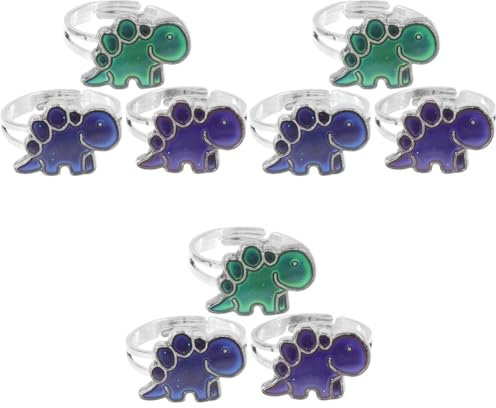 UPKOCH 9stücke Verstellbare Dinosaurier Stimmungsringe Farbwechselnde Emotion Für Einzigartiges Geburtstagsfeier Lustiges Accessoire Für Dinosaurier-fans
