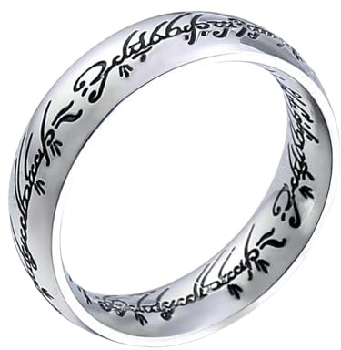 Anillo de titanio de acero 3D tallado de «El Señor de los Anillos», chapado en oro de 24 quilates, titanio chapado en oro de 24 quilates, anillo de acero inoxidable chapado en oro de 24 quilates para