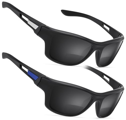 Missfive 2 Pack Leichtes Bifokale Sonnenbrille Herren, Sonnenbrille Mit Leseteil, Sportlich Lesesonnenbrille, Rundherum-Design, Uv-Schutz, Sport/Außenbereich/Fahren, Blau & Silber, 2.0x