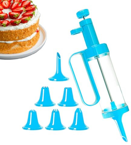 Juego de jeringa de decoración de postres | 7 piezas/Set de postre Cream Piping Syringe Builles Kits | Juegos de decoración de galletas para tartas de galletas y suministros de