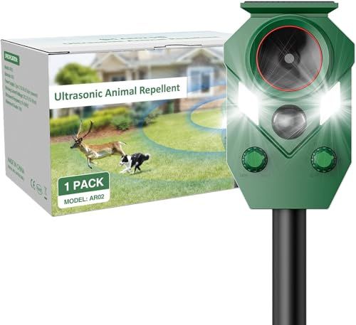 YwuLy Katzenschreck für Garten, Ultraschall Solar Tiervertreiber Garten | Wasserdicht mit IP65&PIR-Bewegungssensor und Blinklicht,Wirksam Gegen Katzen,Hunde,Fuchs,Vogel,Rehe,Tauben