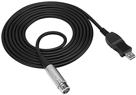 Spacnana USB -XLR Microfon Studio Kabel Adapter -Plug y Play For/Mac, Black Profesionalmente Black
