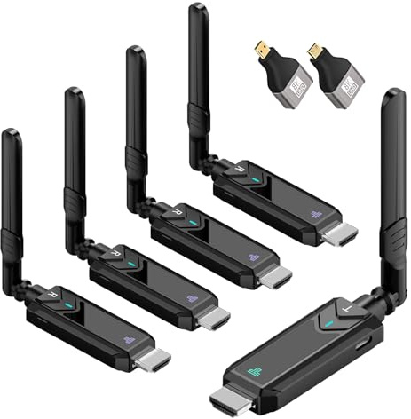 Wireless HDMI Transmitter and 4 Receivers Kit, 150m Long Range 1080p Support 1 to 4 Devices - Stream Video from Laptop, Camera, TV Box to HDTV with Low Latency