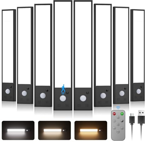 88 Pack Under Cabinet Lighting Wireless with Remote,56 LED Rechargeable Motion Sensor Light Indoor,3000mAh Cabinet Lighting,3 Color Modes &7 Dimmable Levels,Magnetic Under Counter Lights for Kitchen