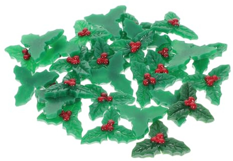 TOBBOMEY 30 Pezzi Decorazioni Natalizie in Resina Bacche e Foglie Agrifoglio per e Ghirlande Addobbi da Te per e Casa