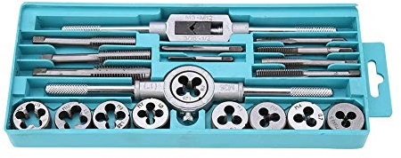 EJGMCNSGB Juego de 20 machos y terrajas (y Kit de Herramientas de roscado SAE para Metal, Madera y plástico), para Aficionados y Profesionales.