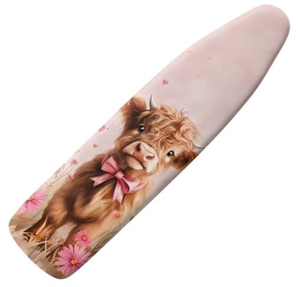 Coloranimal Pink Bowknot Cattle Large Ironing Board Cover Thick Ironing Board Covers with Elastic Edge Scorch Resistant No Slip Iron Sleeve Protector Fashion Iron Dust Cover for Home