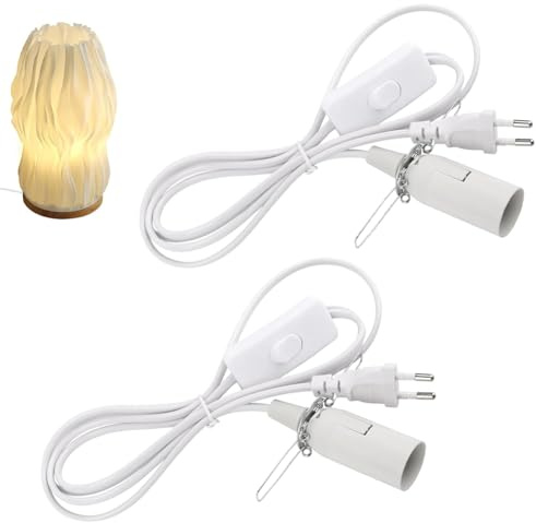 BNGXR 2 Stück Kabel mit Schalter für Salzlampe Lampenfassung E14 mit 1.8M Kabel und Eurostecker, Salzlampenfassung, Isolierung Salzleuchte, Salz Lampefassung Schalter für Lampenaufhängung