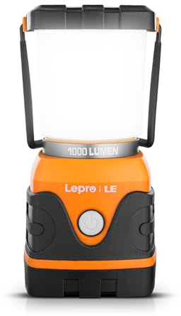 Lepro Lampe Camping LED, Lanterne Camping Puissante 1000lm, Alimentation par pile, Luminosité Réglable, Etanche, pour Camping, Bivouac, Pêche, Randonnée, Cave