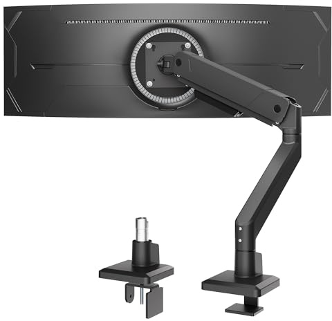 monTEK Single Monitor Arm Desk Mount for 17-45 inch Ultrawide Screens, Tool Free Height Adjustable Monitor Mount up to 16 kg, Tilt, Swivel and Rotation Monitor Stand, VESA 75/100mm