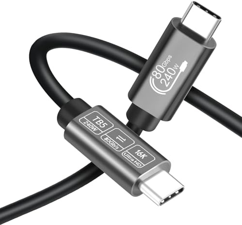 Angusplay Cable USB C Thunderbolt 5 80Gbps,16K Carga rápida de 240W 1.5M