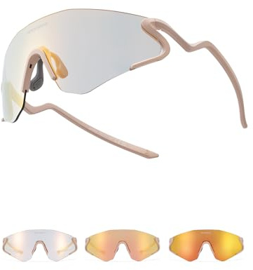 ROCKBROS Fahrradbrille Selbsttönend Sonnenbrille für Herren Damen TR90 | Photochrome Schnelle Brille, UV400 Schutz Sportbrille, Leicht 24g Laufbrille, Verstellbare Nasenpads für Radfahren Laufen