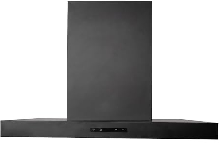 VLANO Block Dunstabzugshaube LEVEL Black, Edelstahl, Mattschwarz, Sensorsteuerung, 4 Leistungsstufen LED-Beleuchtung, 60 cm, 70cm, 90 cm, flache Wandhaube, Fernbedienung, Nachlaufautomatik (70 cm)