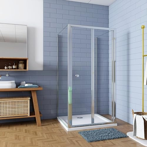 Aica Sanitär Duschkabine 90 x 80 x 80 cm U-FORM Duschkabine 5mm ESG Sicherheitsklarglas Höhe 185cm U-Kabine