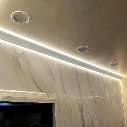 Canal de aluminio LED para moldura de corona, borde de techo de pared, zócalo, difusor de luz de tira, perfil de moldura (1,2 m)