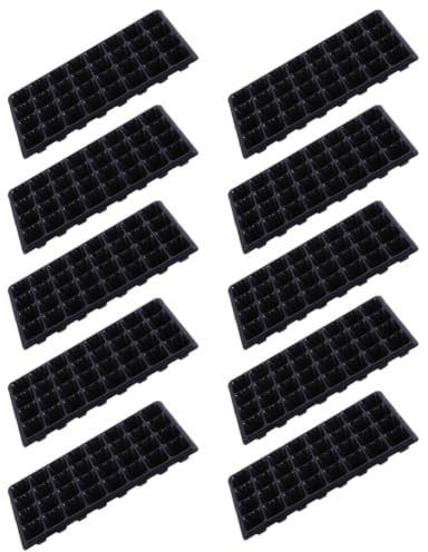 CATIEBYE Kit Germinazione Semi 10 Pezzi in Plastica Nera per Semenzaio | Vassoi per Piante, Traspiranti e Resistenti alla Siccità, Accessori Inclusi Attrezzi e Etichette