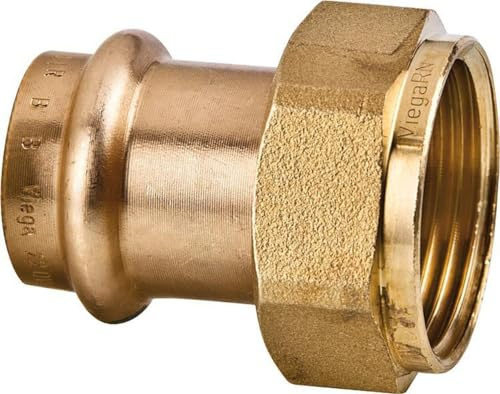 Viega Sanpress Anschlussverschraubung flachdichtend, 22mm Pressanschluss x G-Gewinde 3/4 Zoll (Innengewinde, Überwurfverschraubung), Type 2263
