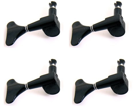 GROVER Mini Bass Tuning Maschinen – 20: 1–4-in-line – Schwarz Chrom – Linkshänder