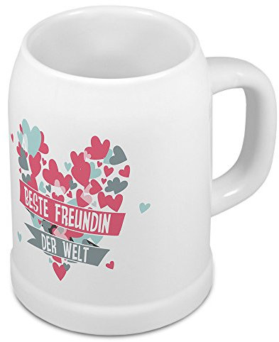 Bierkrug Beste Freundin der Welt - Motiv Herz - Namenstasse, Becher, Maßkrug, Humpen