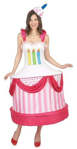 Generique Geburtstagstorte Damenkostüm Karneval Weiss-bunt Einheitsgröße (40)