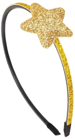 Righe e Pois - Haarreif für Mädchen, 0,5 cm mit bauchigem Glitzer-Stern, 4 cm - Haarreifen für Mädchen 356-802 (Gold)