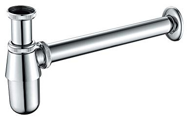 GRIFEMA COMPLENTOS-G102 | Messing Siphon Geruchverschluss für Waschbecken, 1 1/4, Runde Form, 360 cm | Universal Siphon für Waschtisch, mit Verlängerung, Chrom