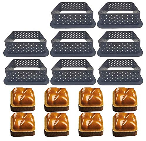 vitihipsy 8pcs Moule à gâteau perforé Cutter Forme Ronde Mousse Cercle Anneau Tarte décoration (Square)