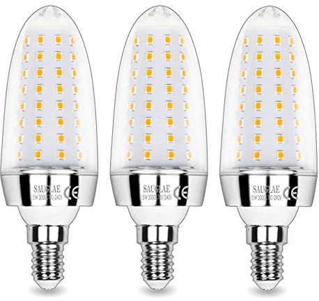 SAUGLAE 15W LED Lampen, 120W Glühlampen Äquivalent, 3000K Warmweiß, 1700Lm, E14 Kleine Edison Schraube LED Leuchtmittel, 3 Stück