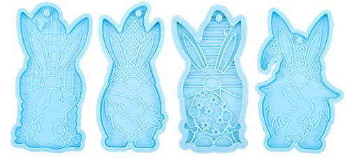 4 Stück Hasenzwergschablone Harz Casting Mold Harz Gussformen Gnom Silikon Osterzwerg Silikon Schimmel Zwerg Schlüsselanhänger Ostern Epoxid Kieselgel Kristall-epoxy Bastelmaterial